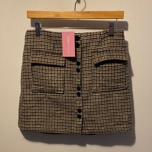 Astr Plaid Mini Skirt - Black and Tan